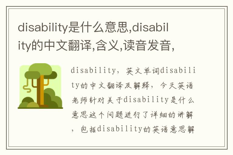 disability是什么意思,disability的中文翻译,含义,读音发音,用法,造句,参考例句