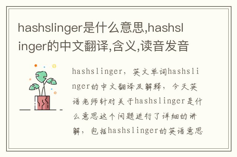 hashslinger是什么意思,hashslinger的中文翻译,含义,读音发音,用法,造句,参考例句