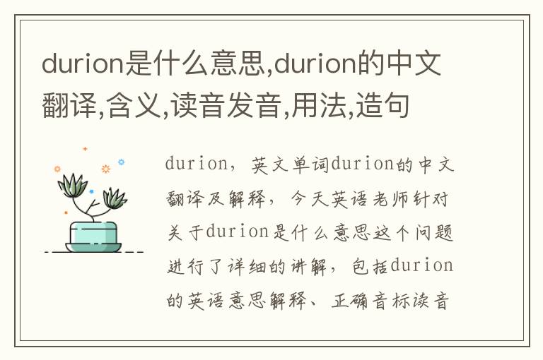 durion是什么意思,durion的中文翻译,含义,读音发音,用法,造句,参考例句