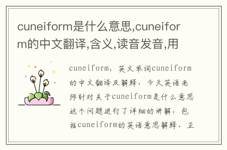 cuneiform是什么意思,cuneiform的中文翻译,含义,读音发音,用法,造句,参考例句