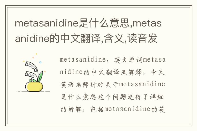 metasanidine是什么意思,metasanidine的中文翻译,含义,读音发音,用法,造句,参考例句