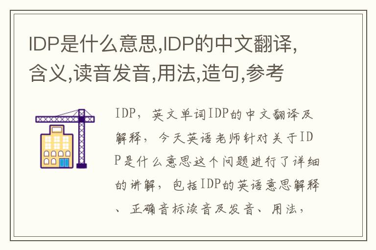 IDP是什么意思,IDP的中文翻译,含义,读音发音,用法,造句,参考例句