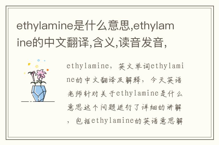 ethylamine是什么意思,ethylamine的中文翻译,含义,读音发音,用法,造句,参考例句