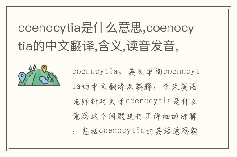 coenocytia是什么意思,coenocytia的中文翻译,含义,读音发音,用法,造句,参考例句