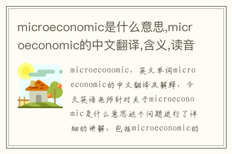 microeconomic是什么意思,microeconomic的中文翻译,含义,读音发音,用法,造句,参考例句