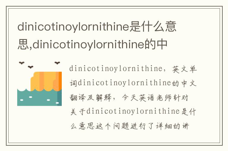 dinicotinoylornithine是什么意思,dinicotinoylornithine的中文翻译,含义,读音发音,用法,造句,参考例句