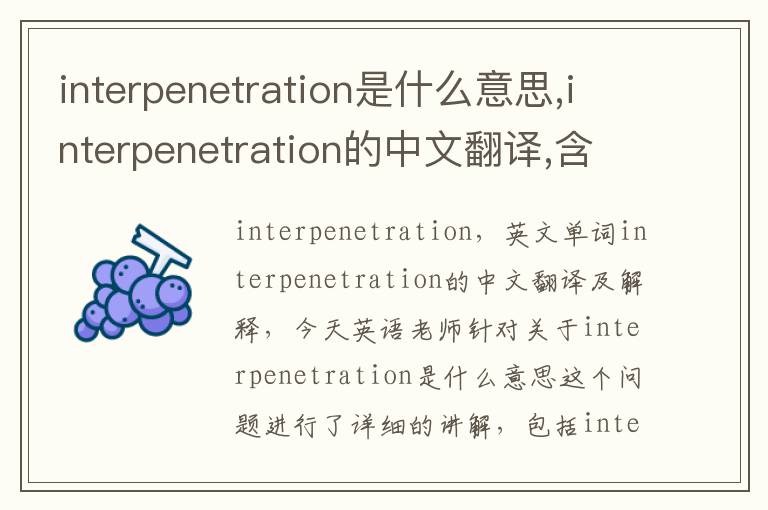 interpenetration是什么意思,interpenetration的中文翻译,含义,读音发音,用法,造句,参考例句