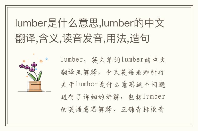 lumber是什么意思,lumber的中文翻译,含义,读音发音,用法,造句,参考例句