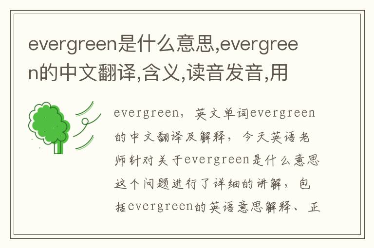 evergreen是什么意思,evergreen的中文翻译,含义,读音发音,用法,造句,参考例句