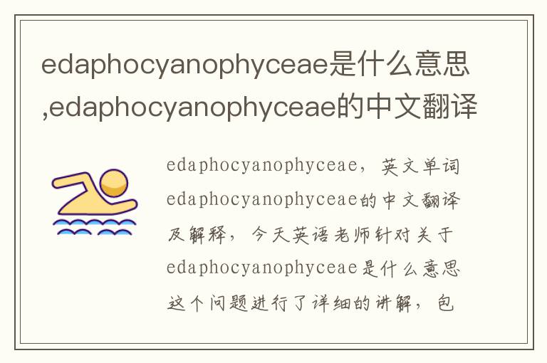 edaphocyanophyceae是什么意思,edaphocyanophyceae的中文翻译,含义,读音发音,用法,造句,参考例句