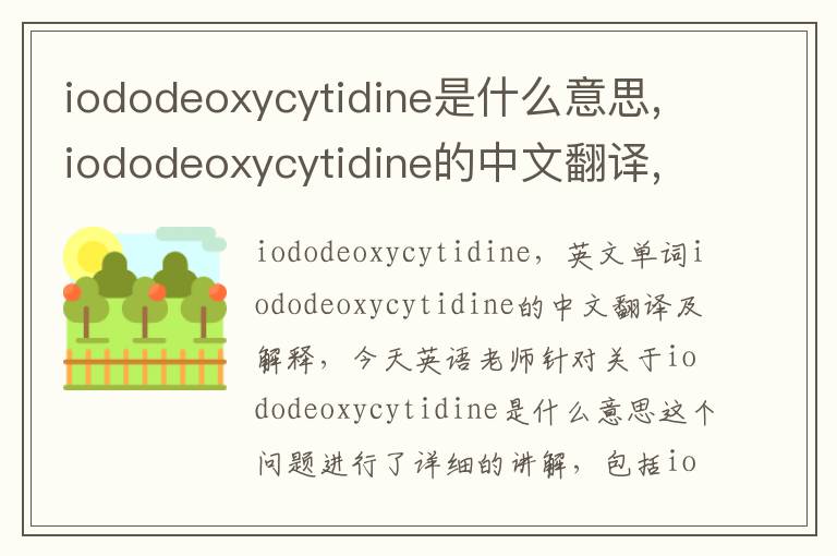 iododeoxycytidine是什么意思,iododeoxycytidine的中文翻译,含义,读音发音,用法,造句,参考例句