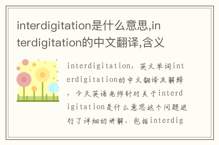 interdigitation是什么意思,interdigitation的中文翻译,含义,读音发音,用法,造句,参考例句