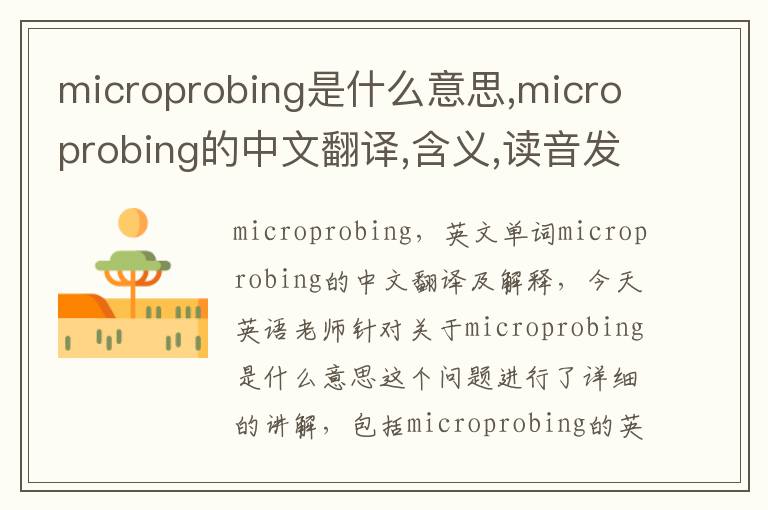 microprobing是什么意思,microprobing的中文翻译,含义,读音发音,用法,造句,参考例句