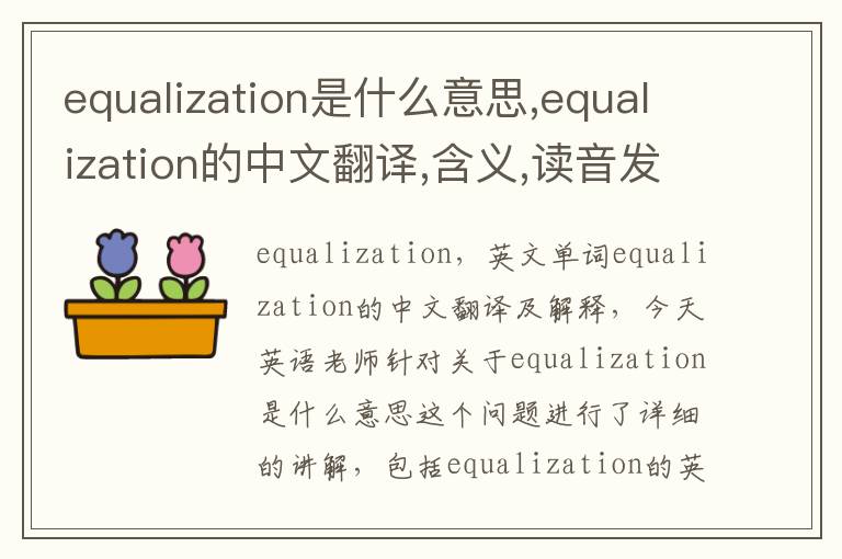 equalization是什么意思,equalization的中文翻译,含义,读音发音,用法,造句,参考例句