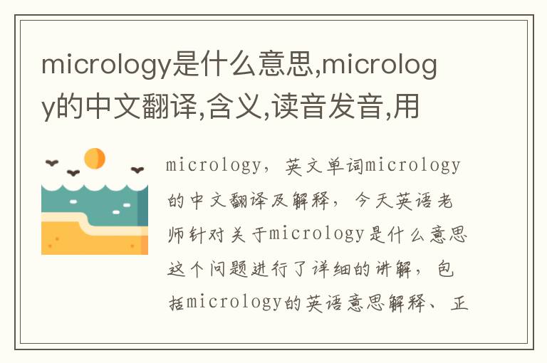 micrology是什么意思,micrology的中文翻译,含义,读音发音,用法,造句,参考例句