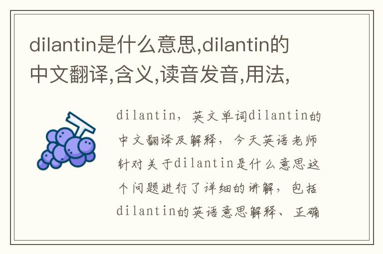 dilantin是什么意思,dilantin的中文翻译,含义,读音发音,用法,造句,参考例句