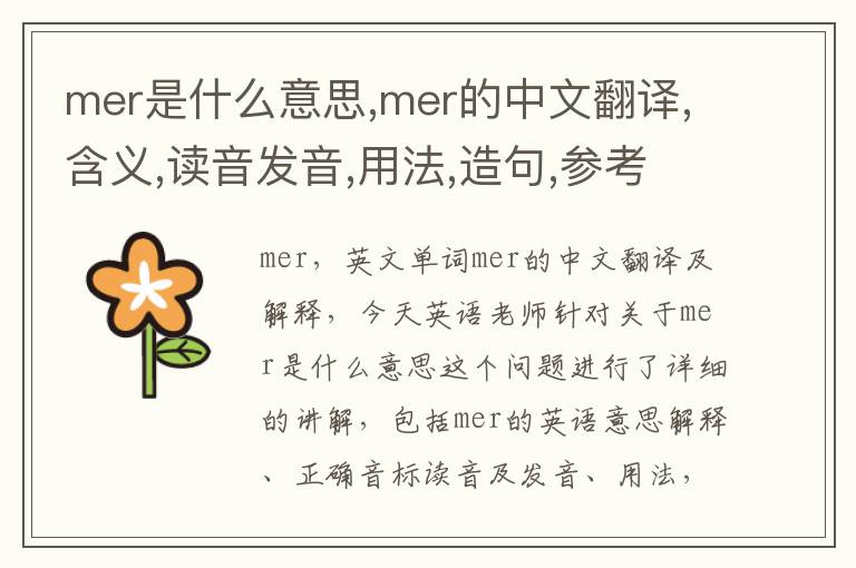 mer是什么意思,mer的中文翻译,含义,读音发音,用法,造句,参考例句