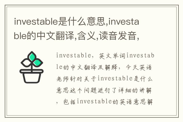 investable是什么意思,investable的中文翻译,含义,读音发音,用法,造句,参考例句