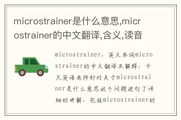 microstrainer是什么意思,microstrainer的中文翻译,含义,读音发音,用法,造句,参考例句