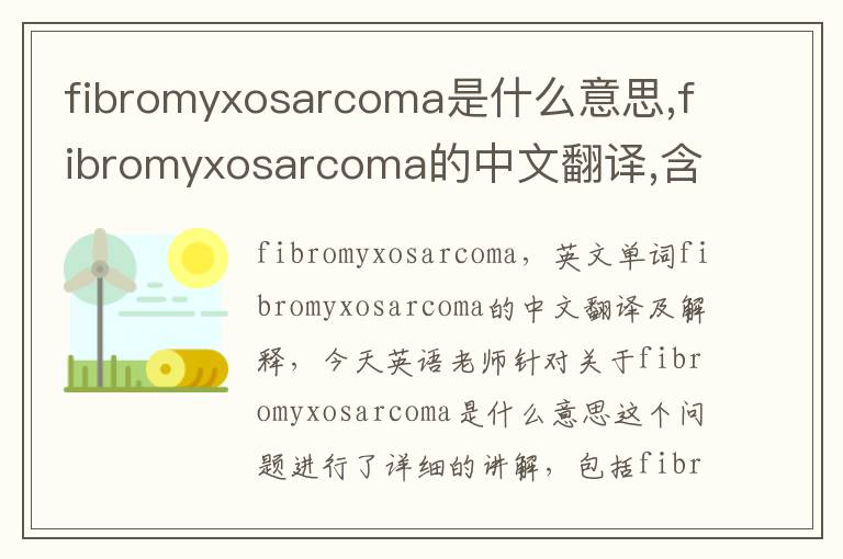 fibromyxosarcoma是什么意思,fibromyxosarcoma的中文翻译,含义,读音发音,用法,造句,参考例句