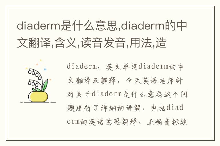 diaderm是什么意思,diaderm的中文翻译,含义,读音发音,用法,造句,参考例句