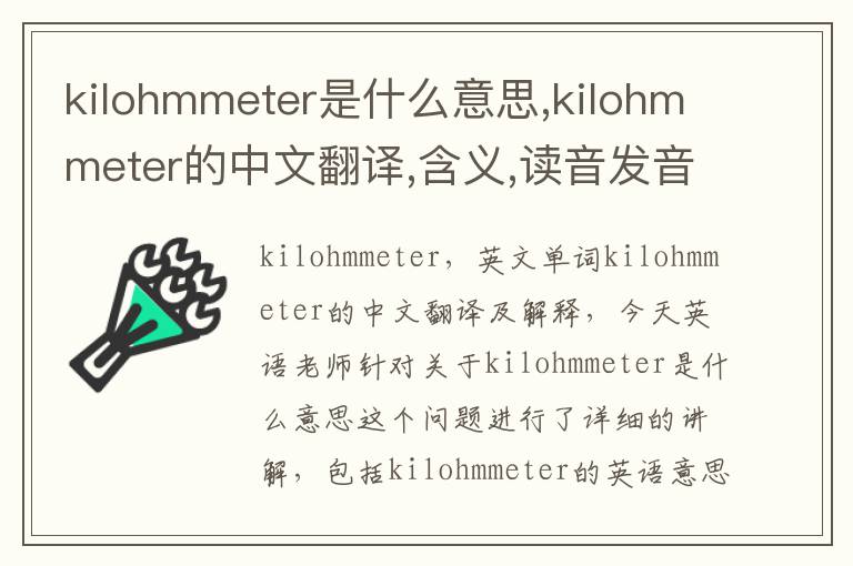 kilohmmeter是什么意思,kilohmmeter的中文翻译,含义,读音发音,用法,造句,参考例句