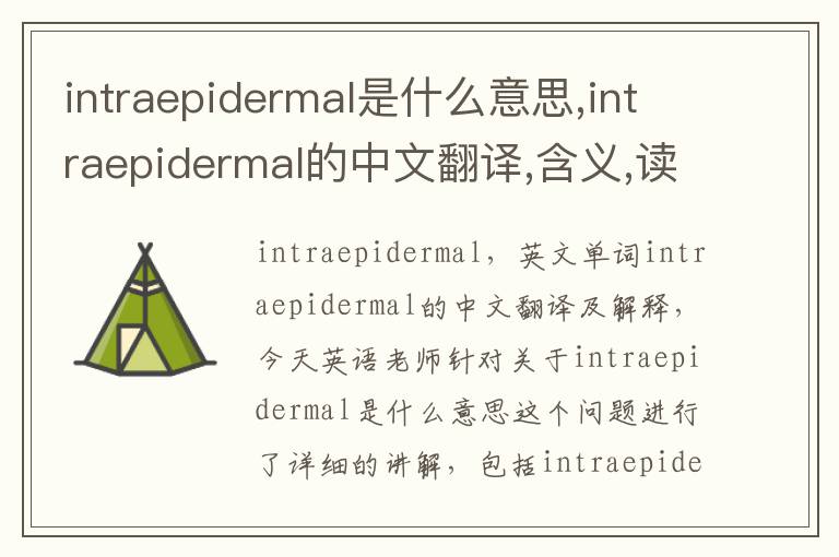 intraepidermal是什么意思,intraepidermal的中文翻译,含义,读音发音,用法,造句,参考例句