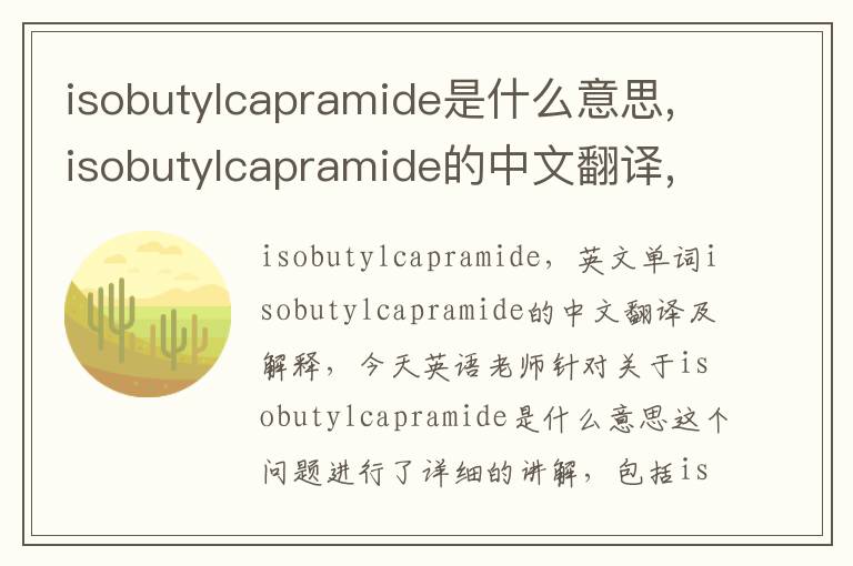 isobutylcapramide是什么意思,isobutylcapramide的中文翻译,含义,读音发音,用法,造句,参考例句