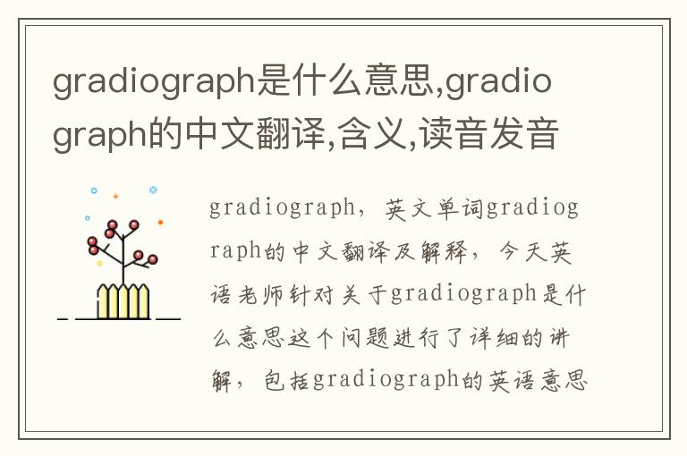 gradiograph是什么意思,gradiograph的中文翻译,含义,读音发音,用法,造句,参考例句