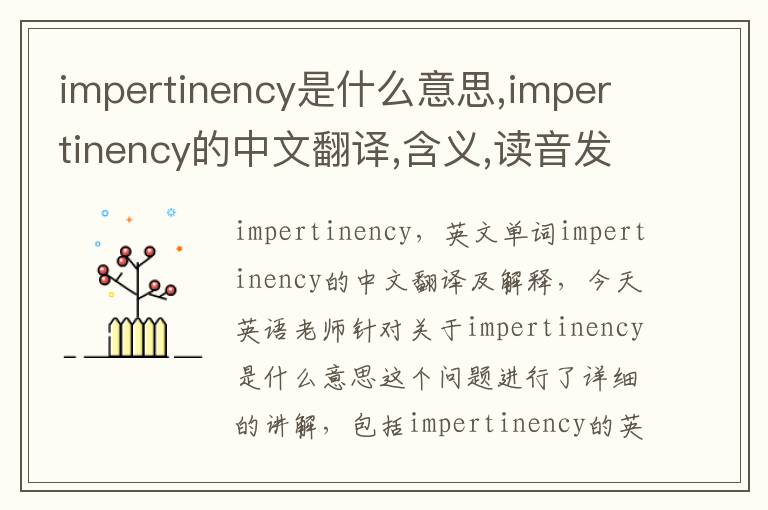 impertinency是什么意思,impertinency的中文翻译,含义,读音发音,用法,造句,参考例句