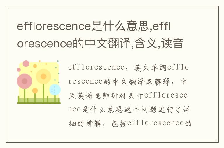 efflorescence是什么意思,efflorescence的中文翻译,含义,读音发音,用法,造句,参考例句