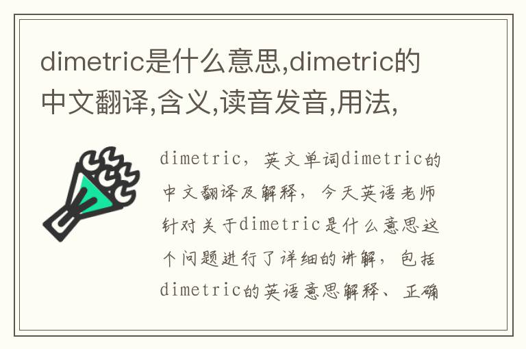 dimetric是什么意思,dimetric的中文翻译,含义,读音发音,用法,造句,参考例句