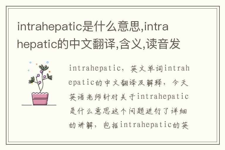 intrahepatic是什么意思,intrahepatic的中文翻译,含义,读音发音,用法,造句,参考例句