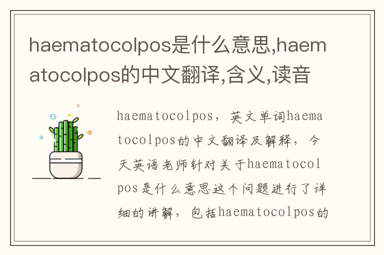 haematocolpos是什么意思,haematocolpos的中文翻译,含义,读音发音,用法,造句,参考例句