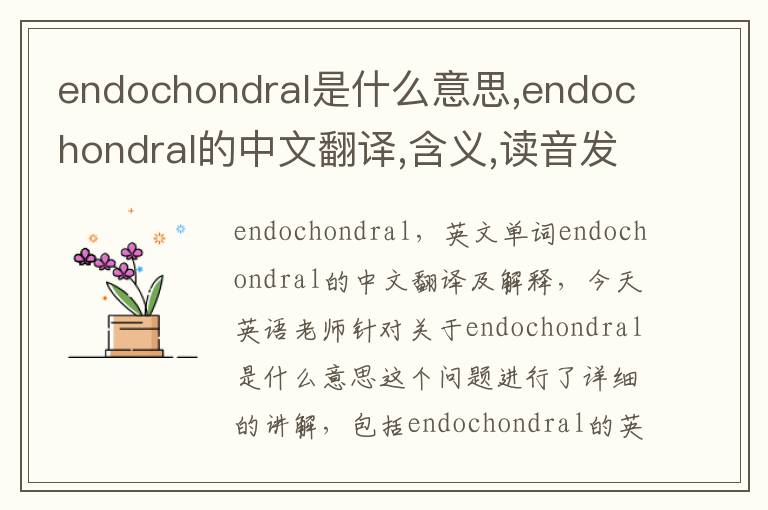 endochondral是什么意思,endochondral的中文翻译,含义,读音发音,用法,造句,参考例句