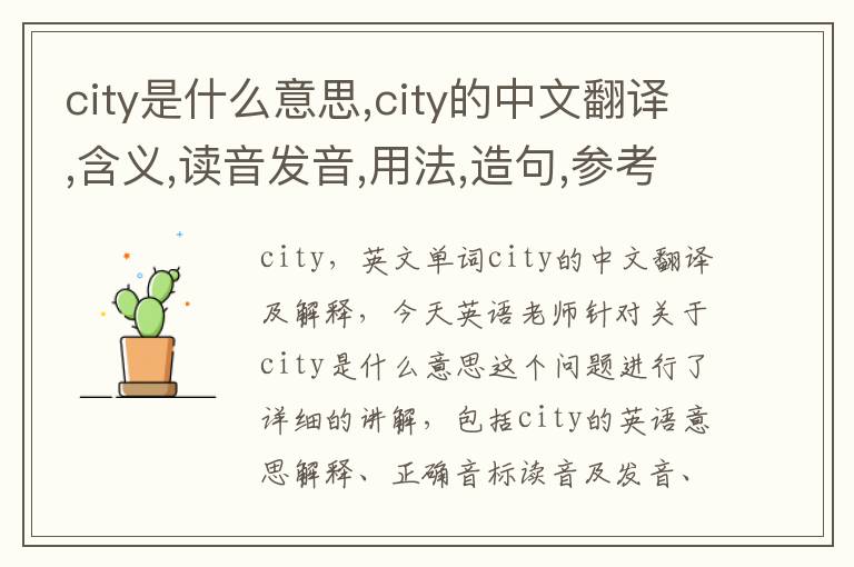 city是什么意思,city的中文翻译,含义,读音发音,用法,造句,参考例句