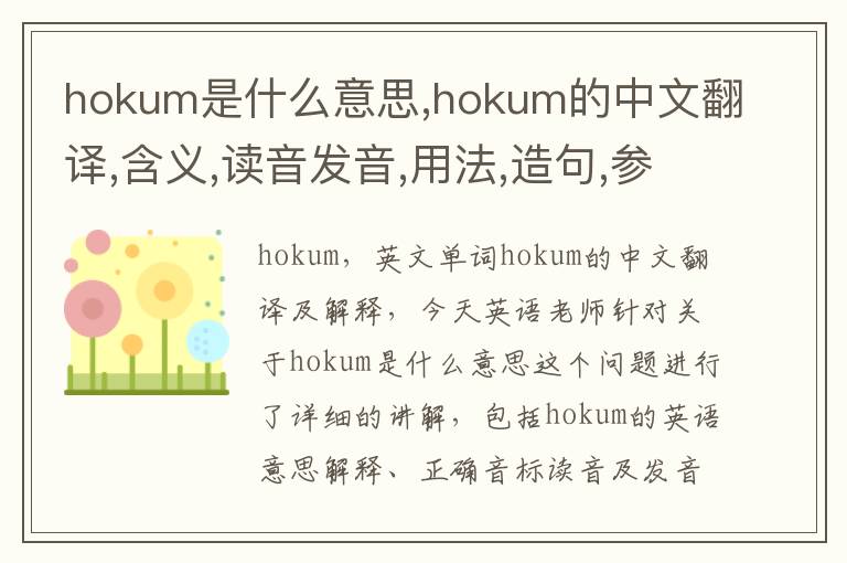 hokum是什么意思,hokum的中文翻译,含义,读音发音,用法,造句,参考例句