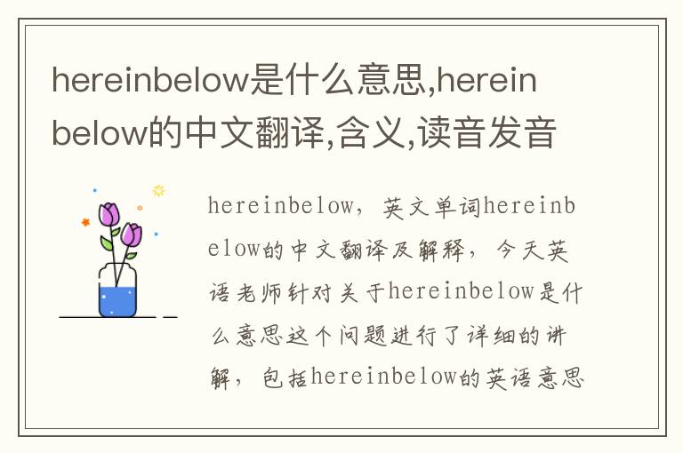 hereinbelow是什么意思,hereinbelow的中文翻译,含义,读音发音,用法,造句,参考例句