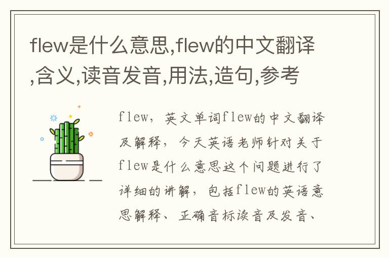 flew是什么意思,flew的中文翻译,含义,读音发音,用法,造句,参考例句