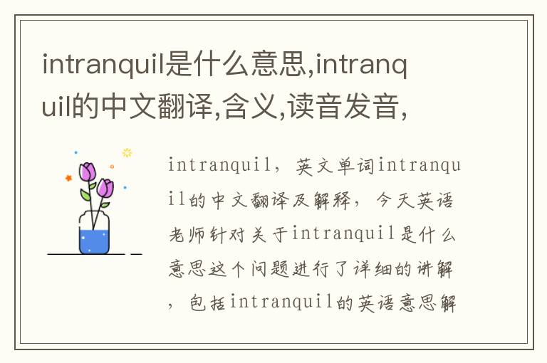 intranquil是什么意思,intranquil的中文翻译,含义,读音发音,用法,造句,参考例句