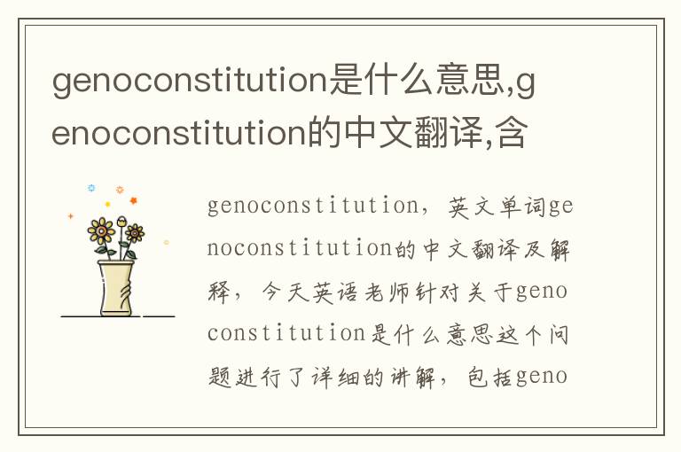 genoconstitution是什么意思,genoconstitution的中文翻译,含义,读音发音,用法,造句,参考例句