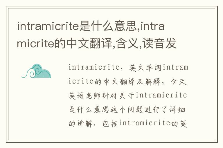 intramicrite是什么意思,intramicrite的中文翻译,含义,读音发音,用法,造句,参考例句