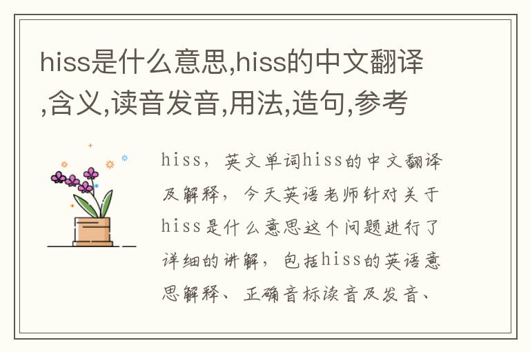 hiss是什么意思,hiss的中文翻译,含义,读音发音,用法,造句,参考例句