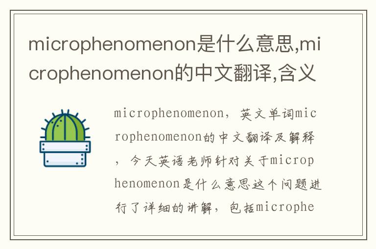 microphenomenon是什么意思,microphenomenon的中文翻译,含义,读音发音,用法,造句,参考例句