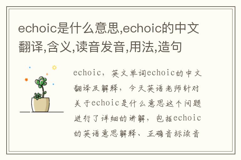 echoic是什么意思,echoic的中文翻译,含义,读音发音,用法,造句,参考例句