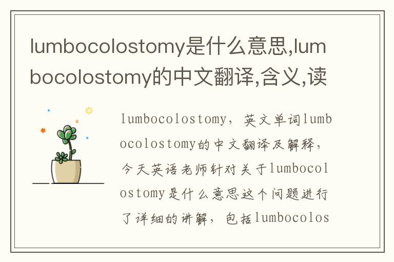 lumbocolostomy是什么意思,lumbocolostomy的中文翻译,含义,读音发音,用法,造句,参考例句