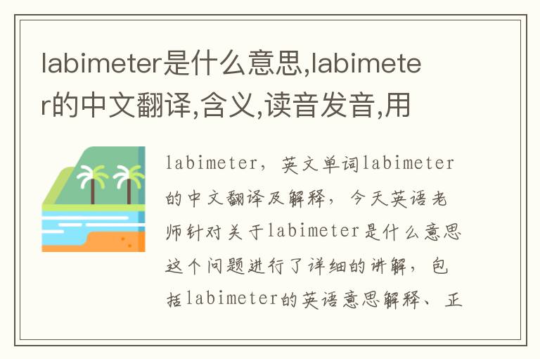 labimeter是什么意思,labimeter的中文翻译,含义,读音发音,用法,造句,参考例句