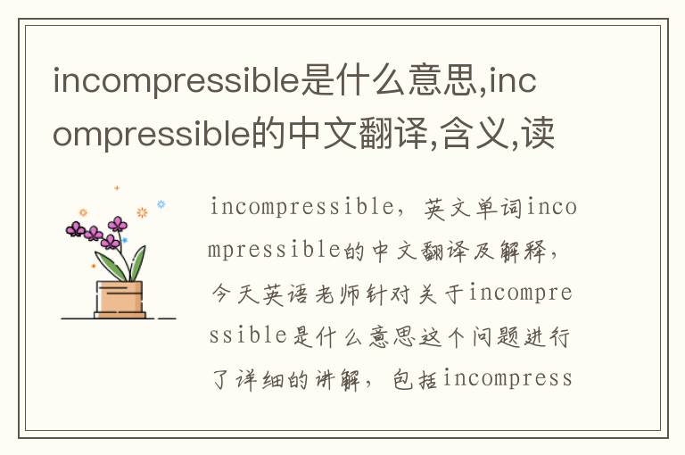 incompressible是什么意思,incompressible的中文翻译,含义,读音发音,用法,造句,参考例句