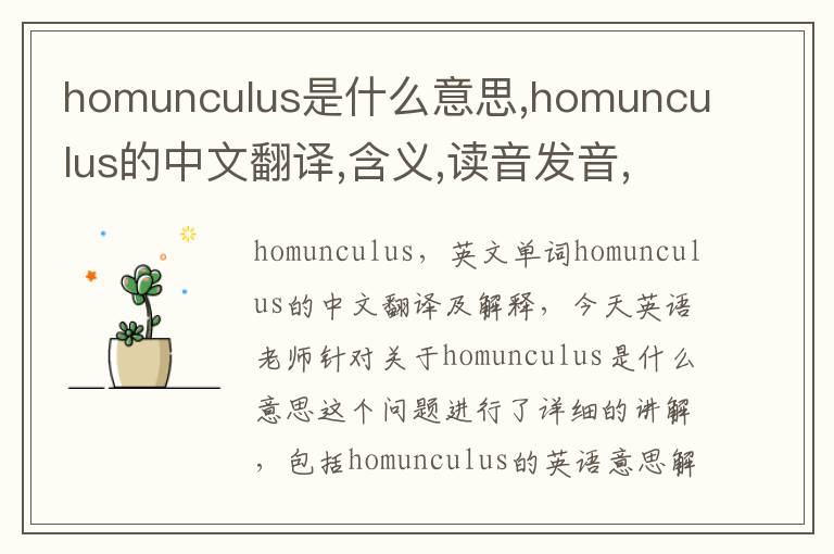 homunculus是什么意思,homunculus的中文翻译,含义,读音发音,用法,造句,参考例句