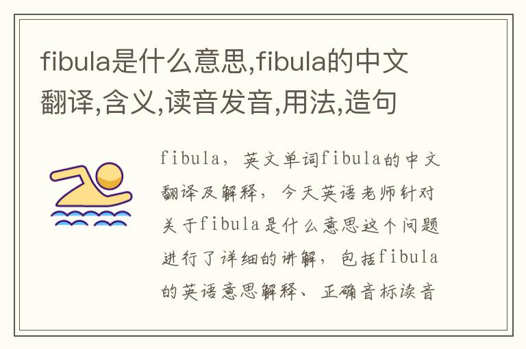 fibula是什么意思,fibula的中文翻译,含义,读音发音,用法,造句,参考例句